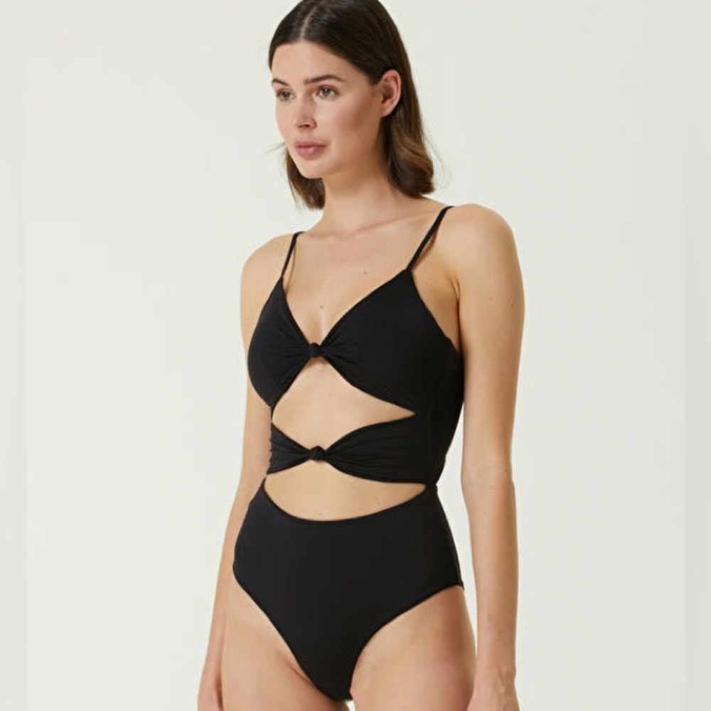 Maygel Coronel Black Plunge Detail Swimsuit